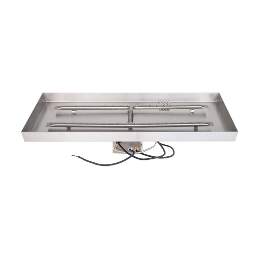 The Outdoor Plus Rectangular Lipless Drop In Pan & Ss "H" Burner Pan & Burner Kit 24"x12" / Match Lit / None