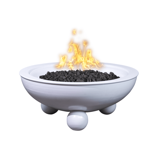 The Outdoor Plus Sedona Fire Bowl With Round Legs - Metal Powder Coat Fire Bowl White / Match Lit / Natural Gas