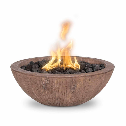 The Outdoor Plus Sedona Fire Bowl - Wood Grain Concrete Fire Bowl Oak / Match Lit / Natural Gas