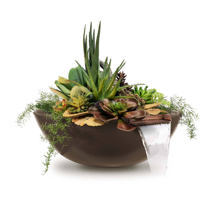 The Outdoor Plus Sedona Planter & Water Bowl - GFRC Concrete Planter & Water Bowl Chocolate / 27"