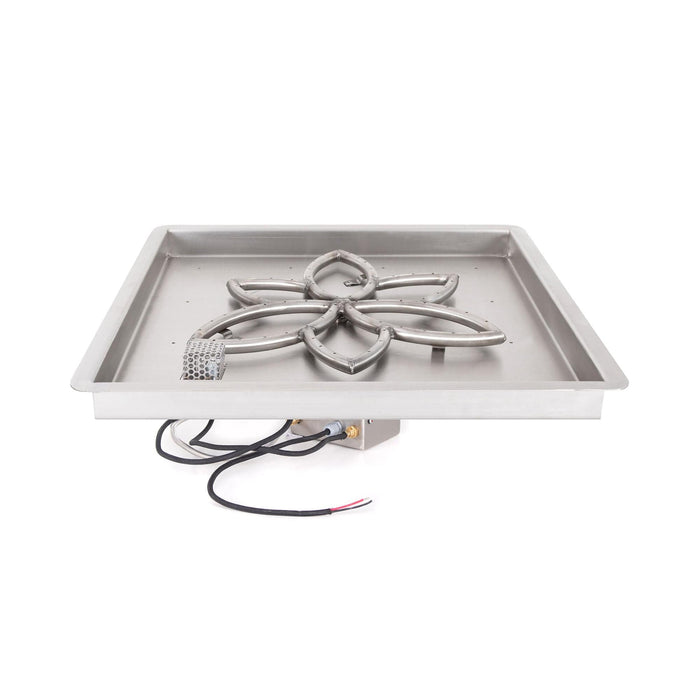 The Outdoor Plus Square Drop In Pan & Ss Lotus Burner Pan & Burner Kit 16.5"x16.5" / Match Lit / None