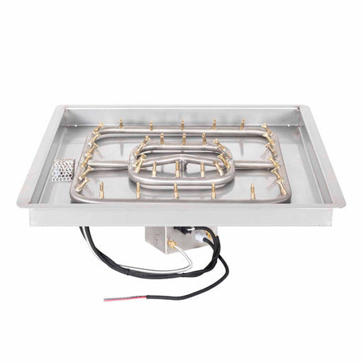 The Outdoor Plus Square Drop In & Ss Square Bullet Burner Pan & Burner Kit 12"x12" / Match Lit / None