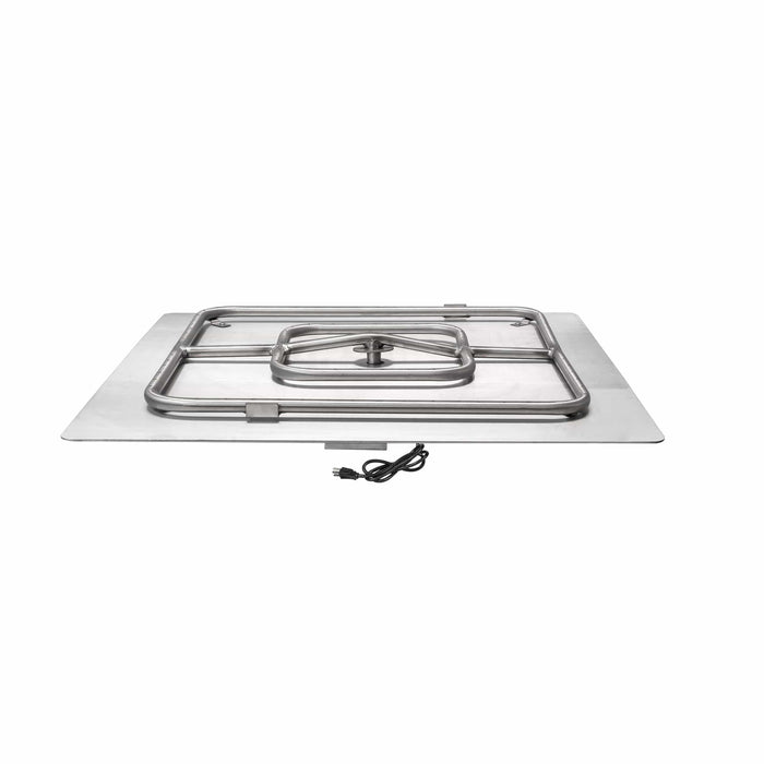 The Outdoor Plus Square Flat Pan & Square Ss Burner Pan & Burner Kit 16.5"x16.5" / Match Lit / None