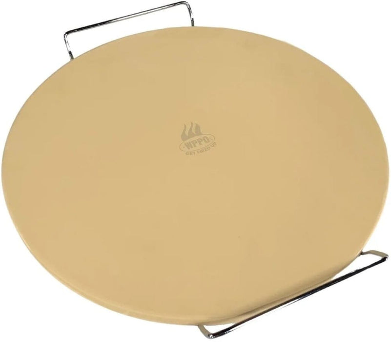 WPPO 15" Round Cordierite Pizza Stone with Handles