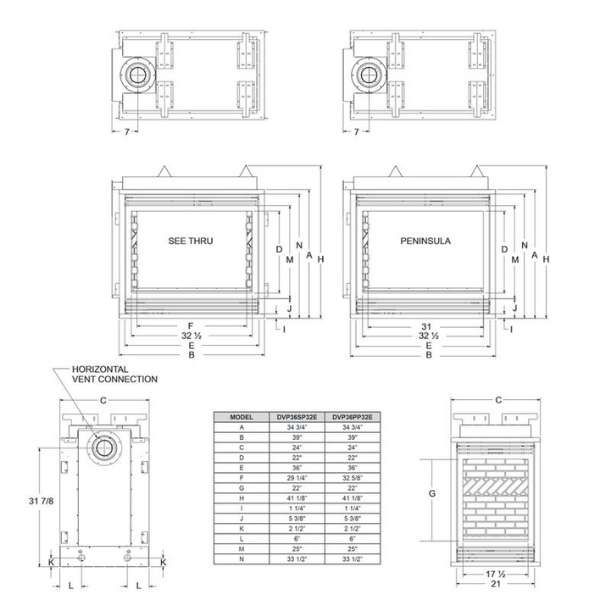 Empire Tahoe Premium 36 Multi-Sided Direct Vent Gas Fireplace - DVP36